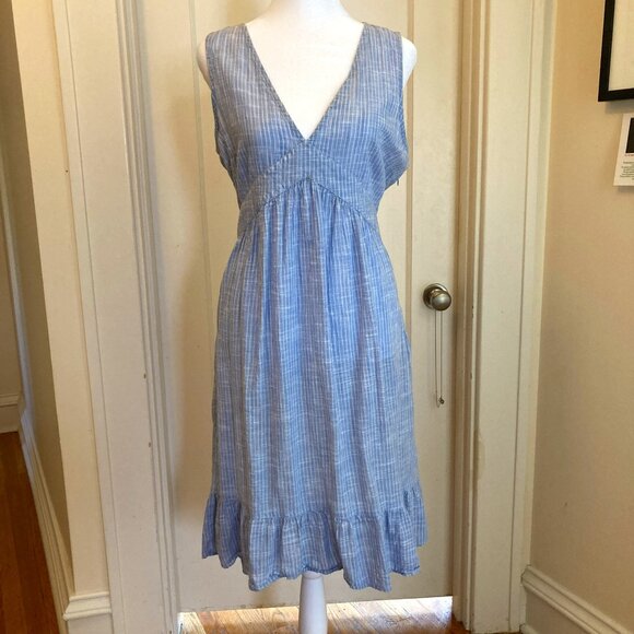 Blue Denim Pinstriped Babydoll Summer Dress – Size 6 - Picture 2 of 5